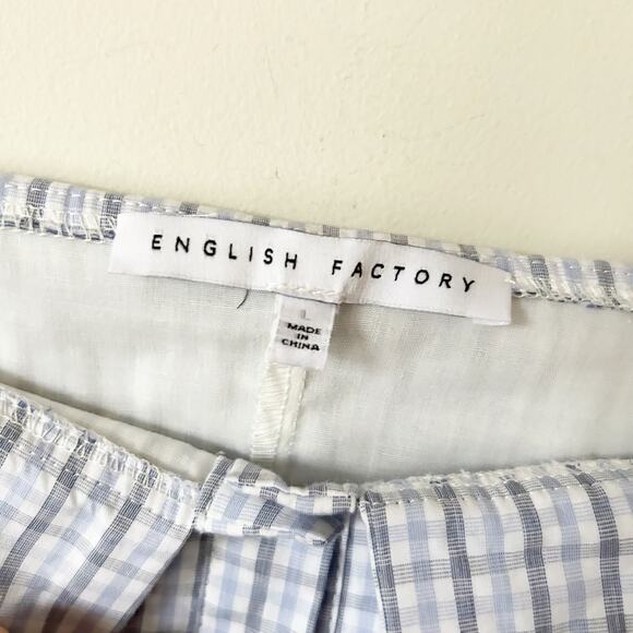 English Factory Plaid Midi Dress Size L Off Shoulder Shirt Full Button Front - Picture 6 of 8